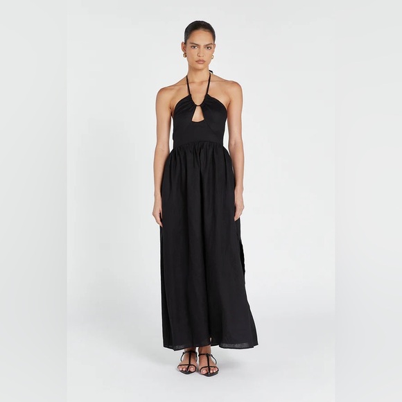 Dissh Alyssa Black Linen Maxi Dress - Picture 2 of 6